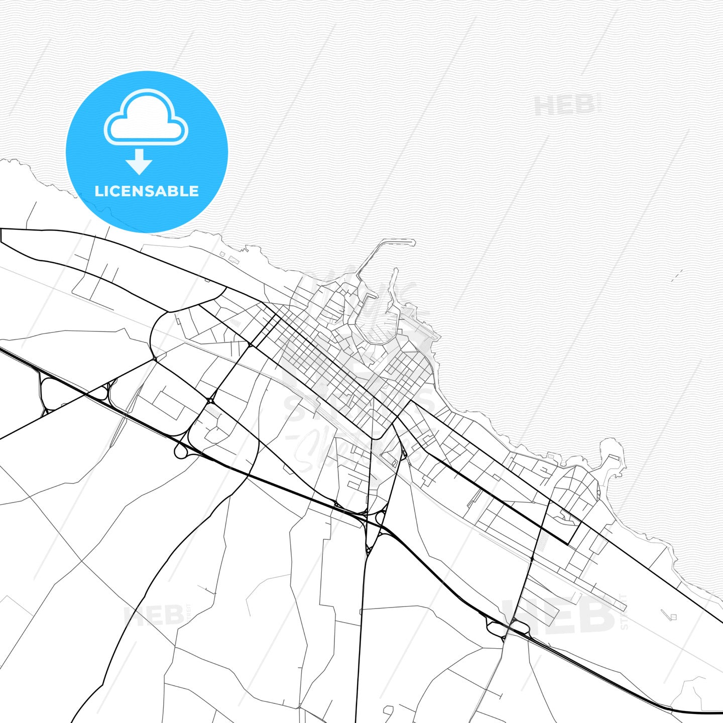 Vector PDF map of Trani, Italy