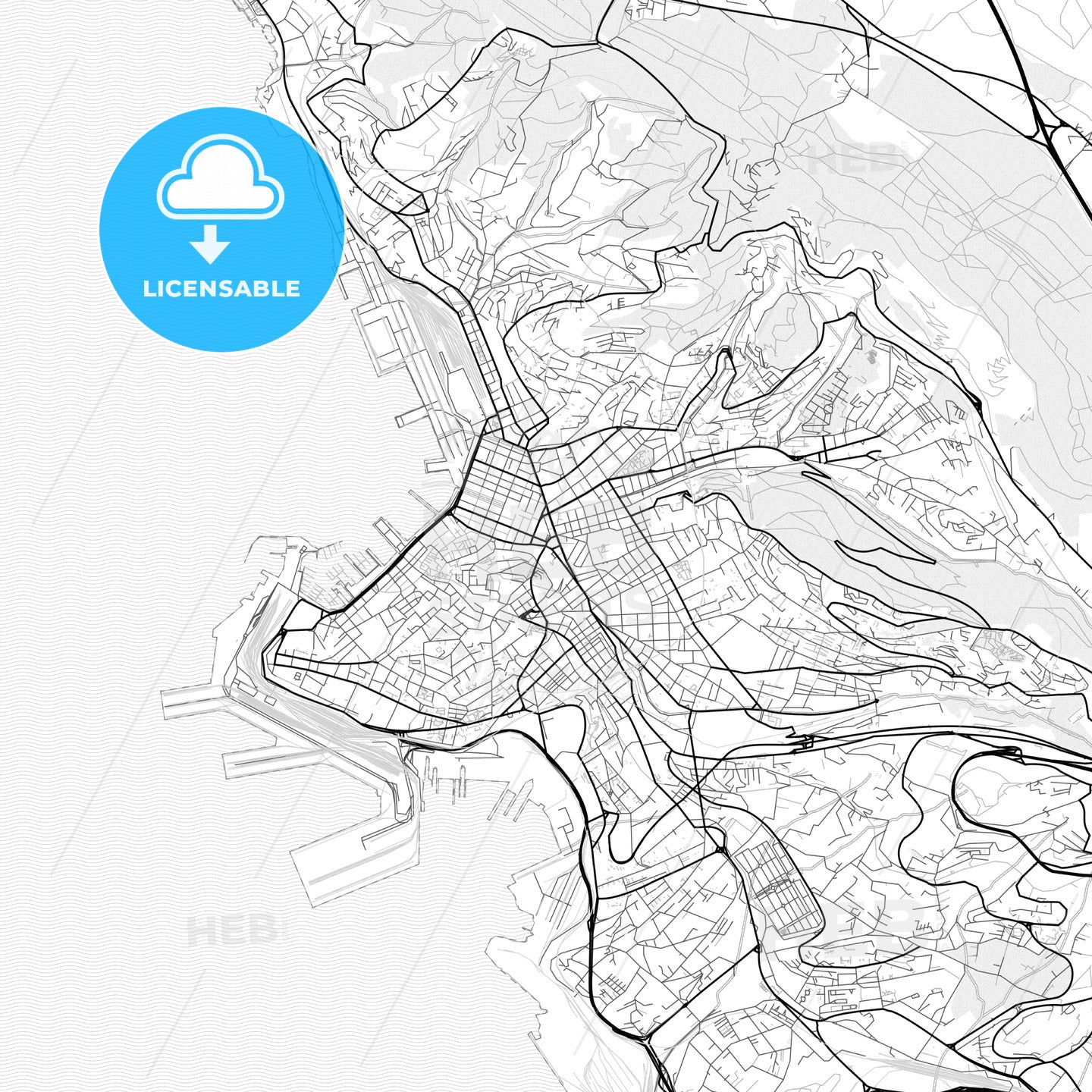 Vector PDF map of Trieste, Italy