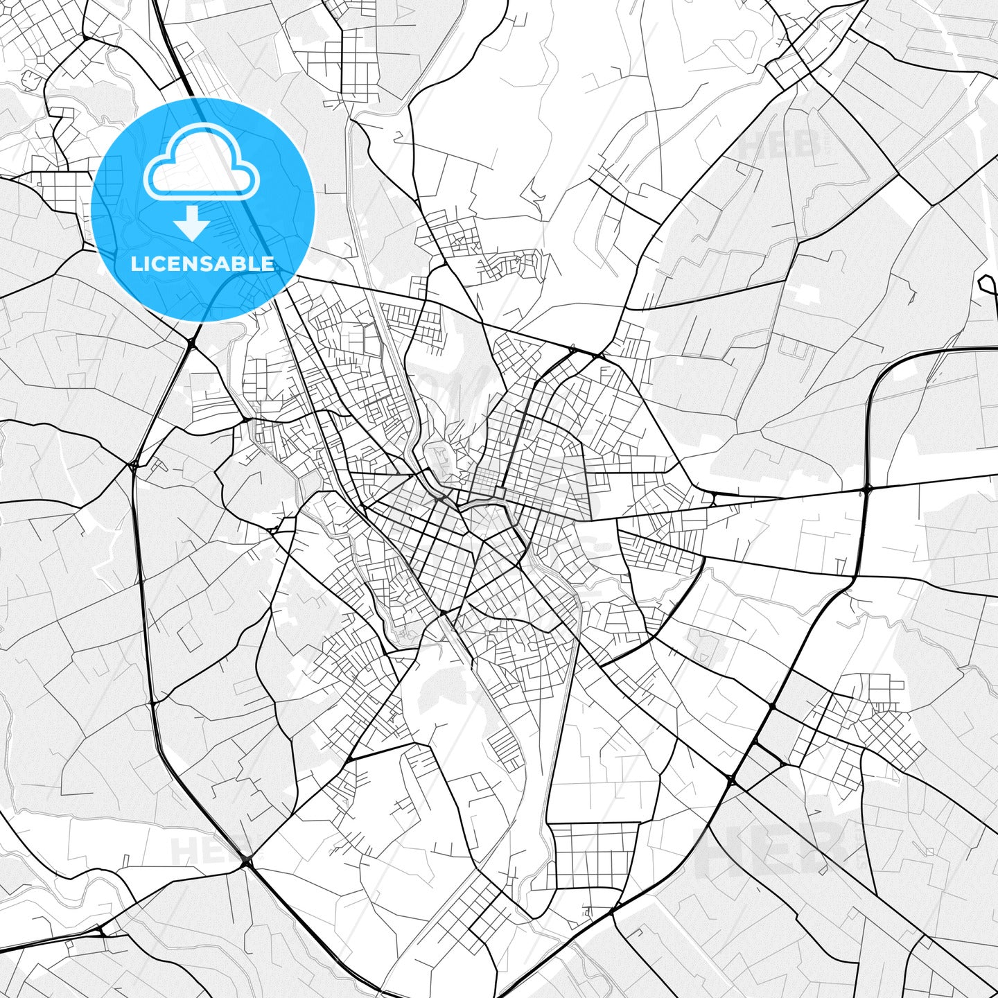 Vector PDF map of Trikala, Greece