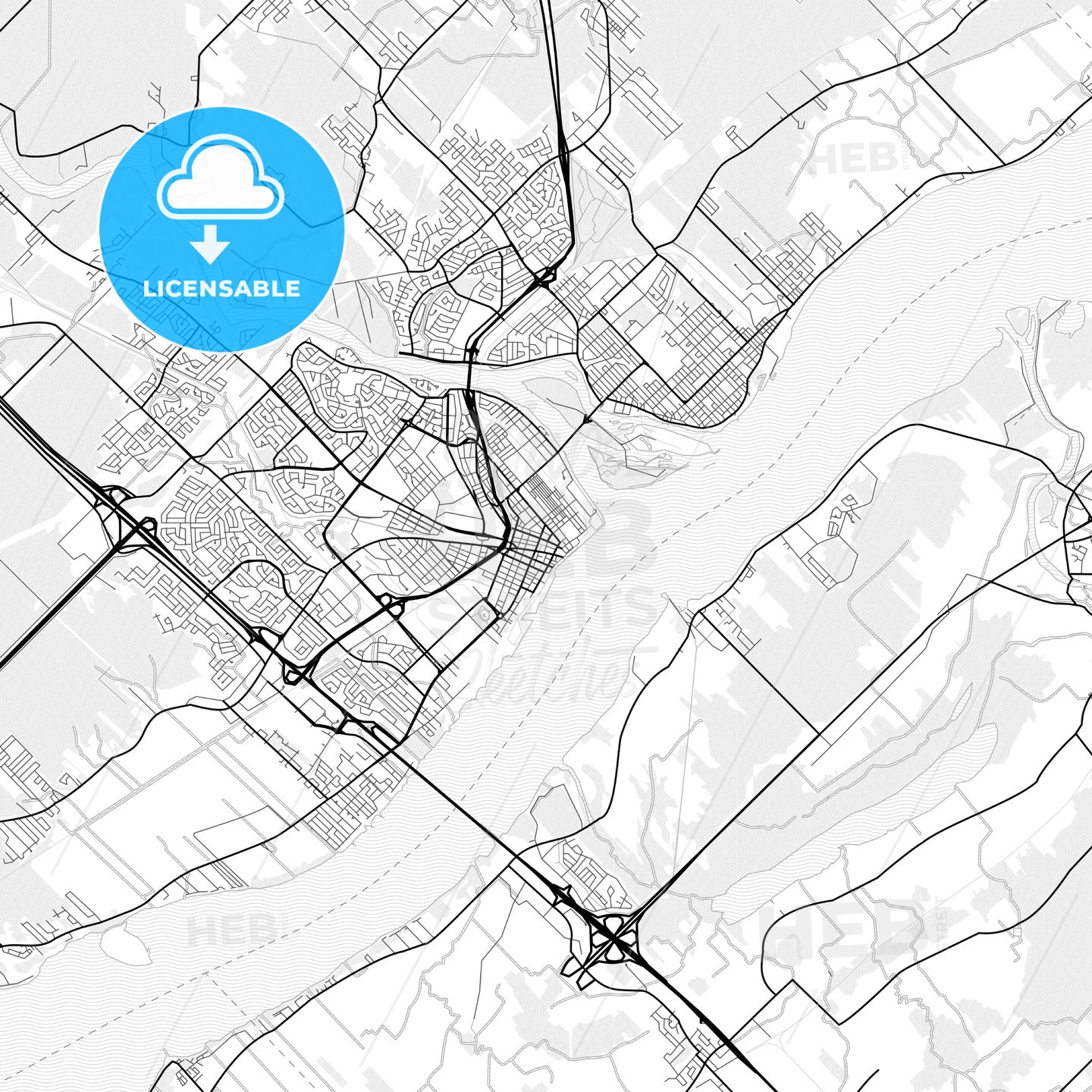 Vector PDF map of Trois-Rivières, Canada