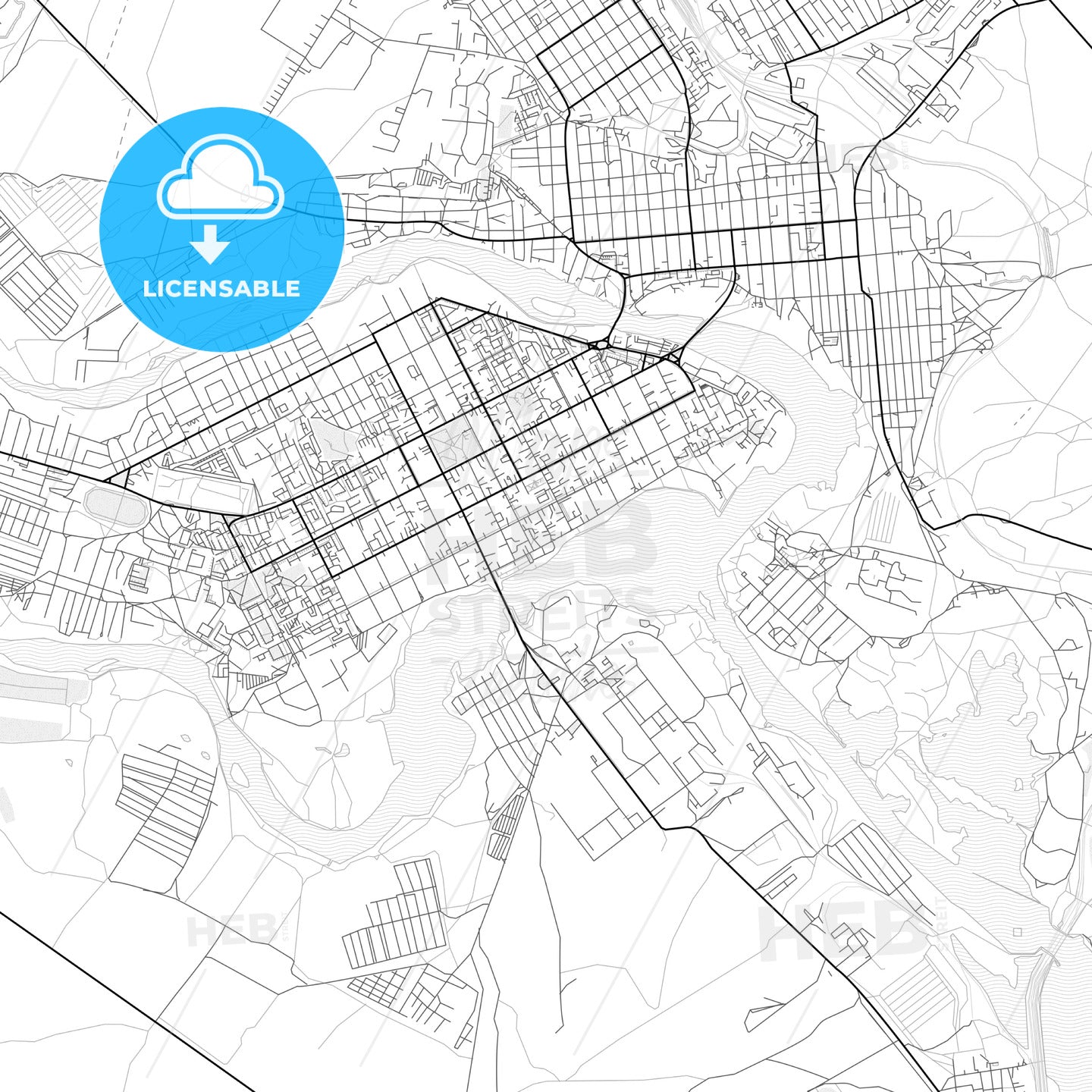 Vector PDF map of Troitsk, Russia