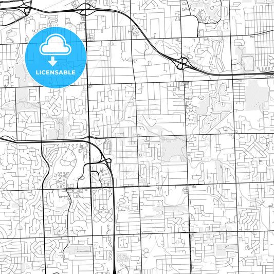 Vector PDF map of Troy, Michigan, United States