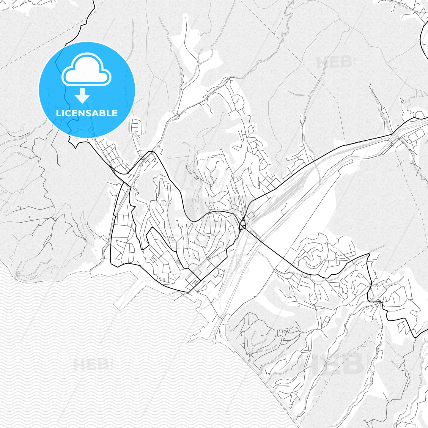 Vector PDF map of Tuapse, Russia