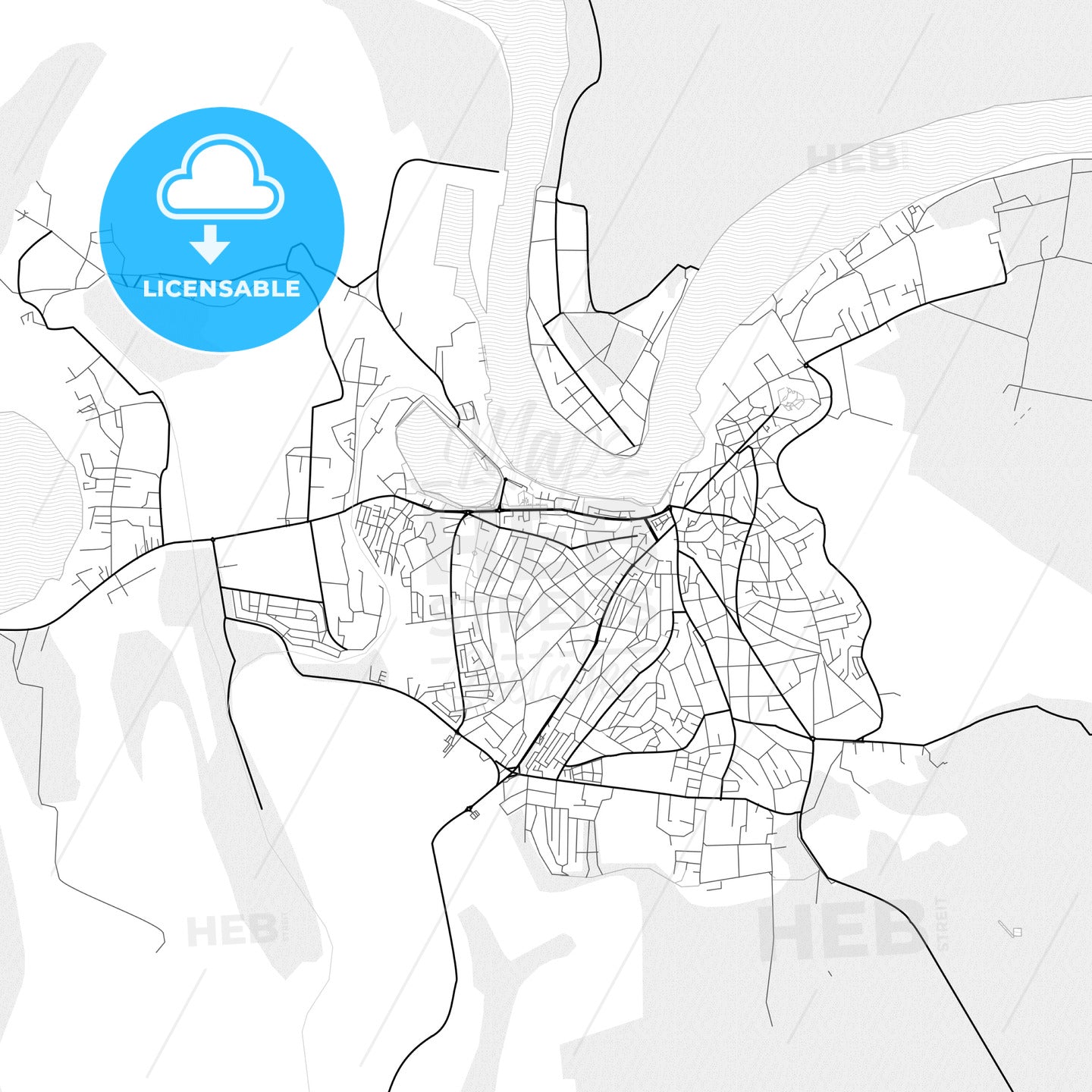 Vector PDF map of Tulcea, Romania