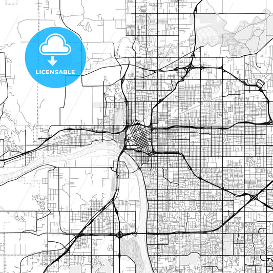 Vector PDF map of Tulsa, Oklahoma, United States
