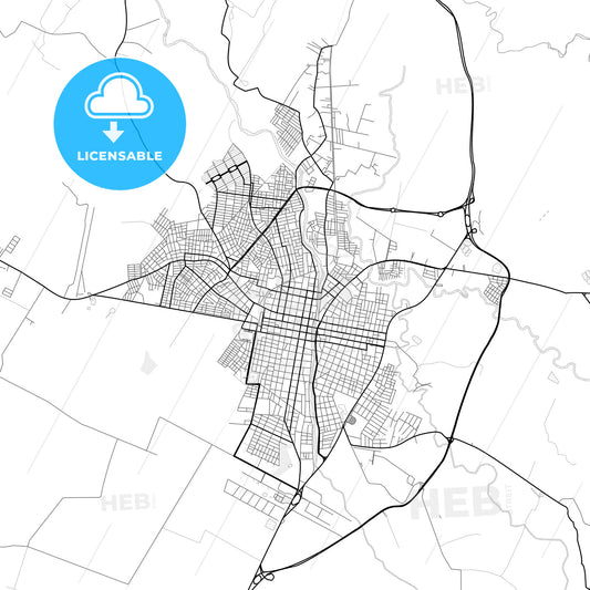 Vector PDF map of Tulua, Colombia