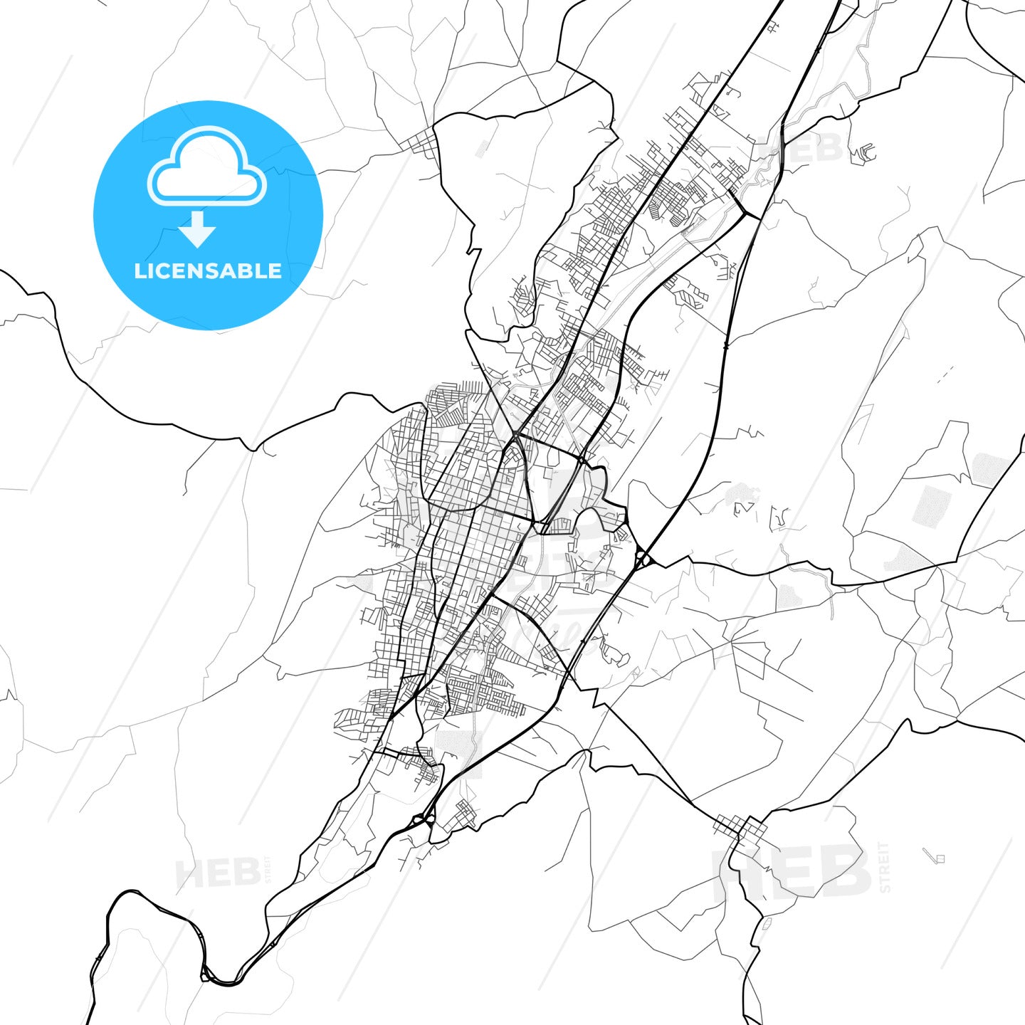 Vector PDF map of Tunja, Colombia
