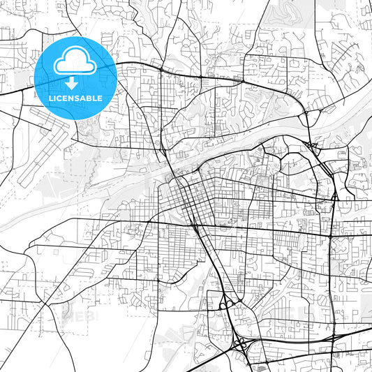 Vector PDF map of Tuscaloosa, Alabama, United States