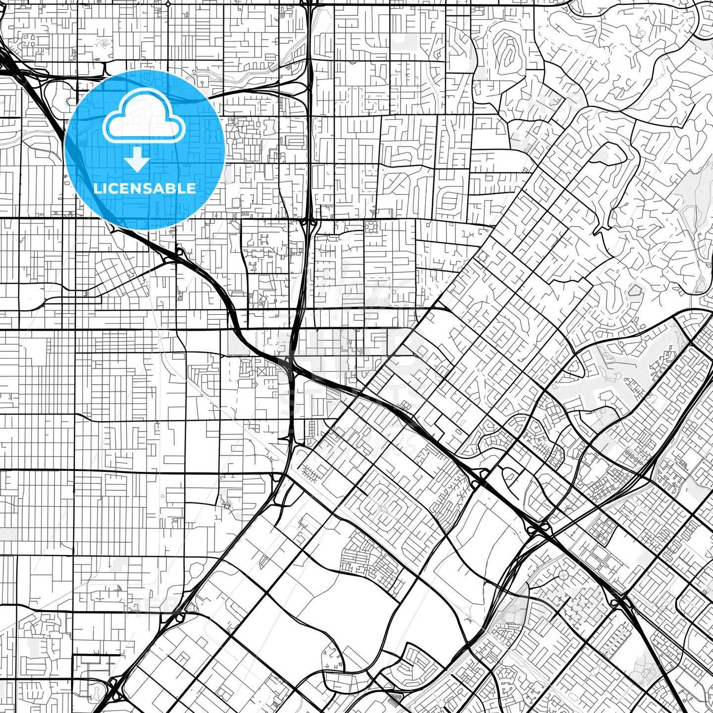 Vector PDF map of Tustin, California, United States