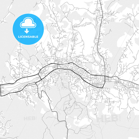 Vector PDF map of Tuzla, Bosnia and Herzegovina