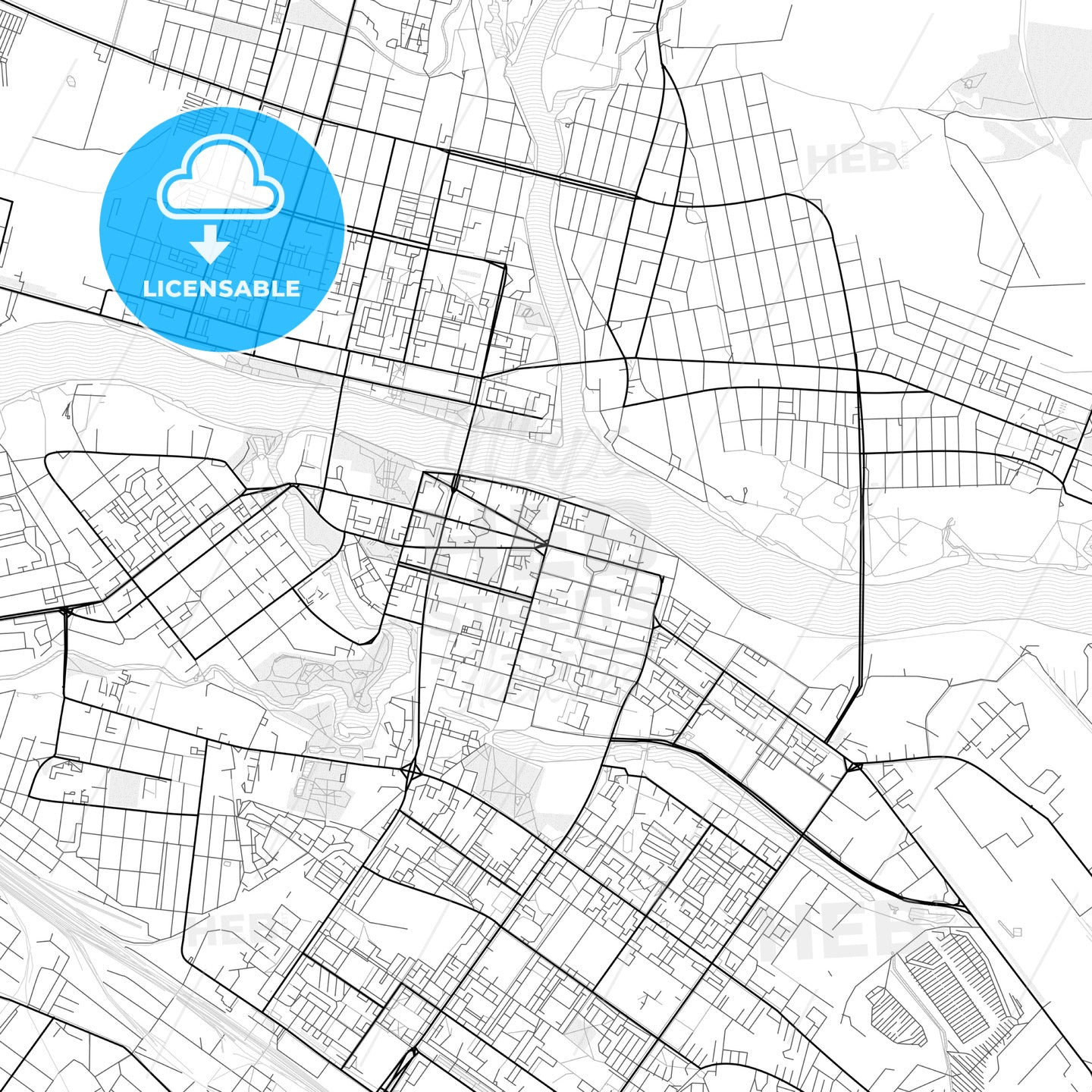 Vector PDF map of Tver, Russia