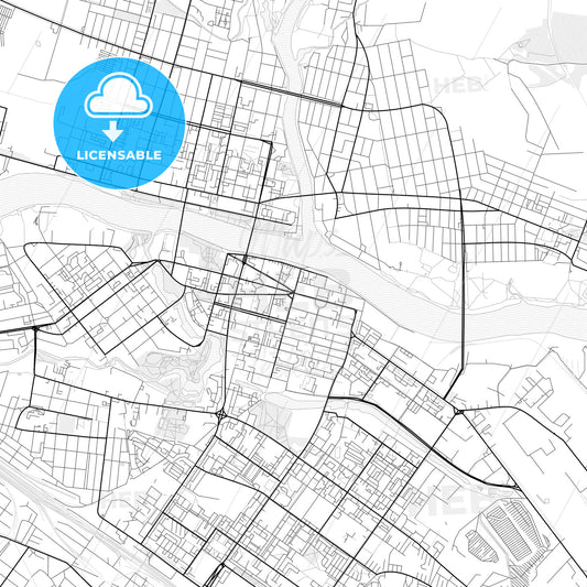 Vector PDF map of Tver, Russia