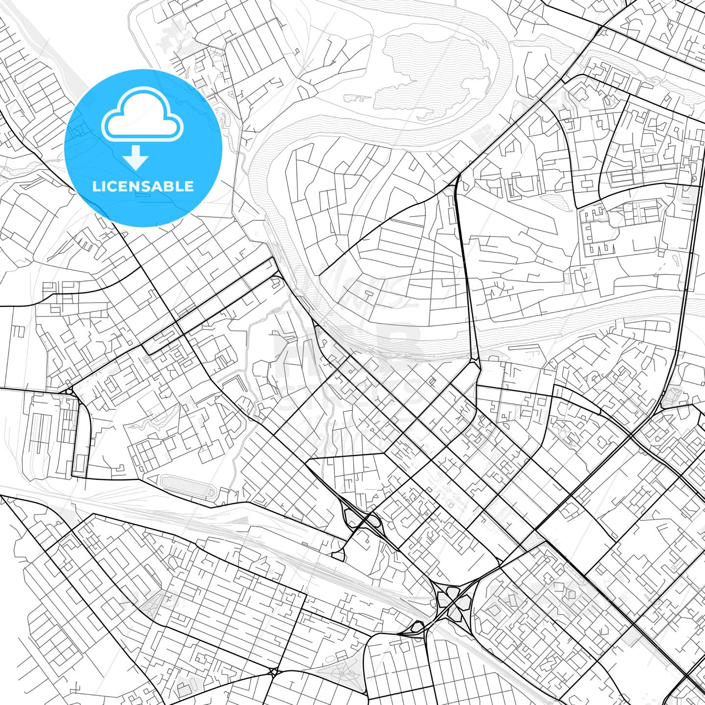 Vector PDF map of Tyumen, Russia