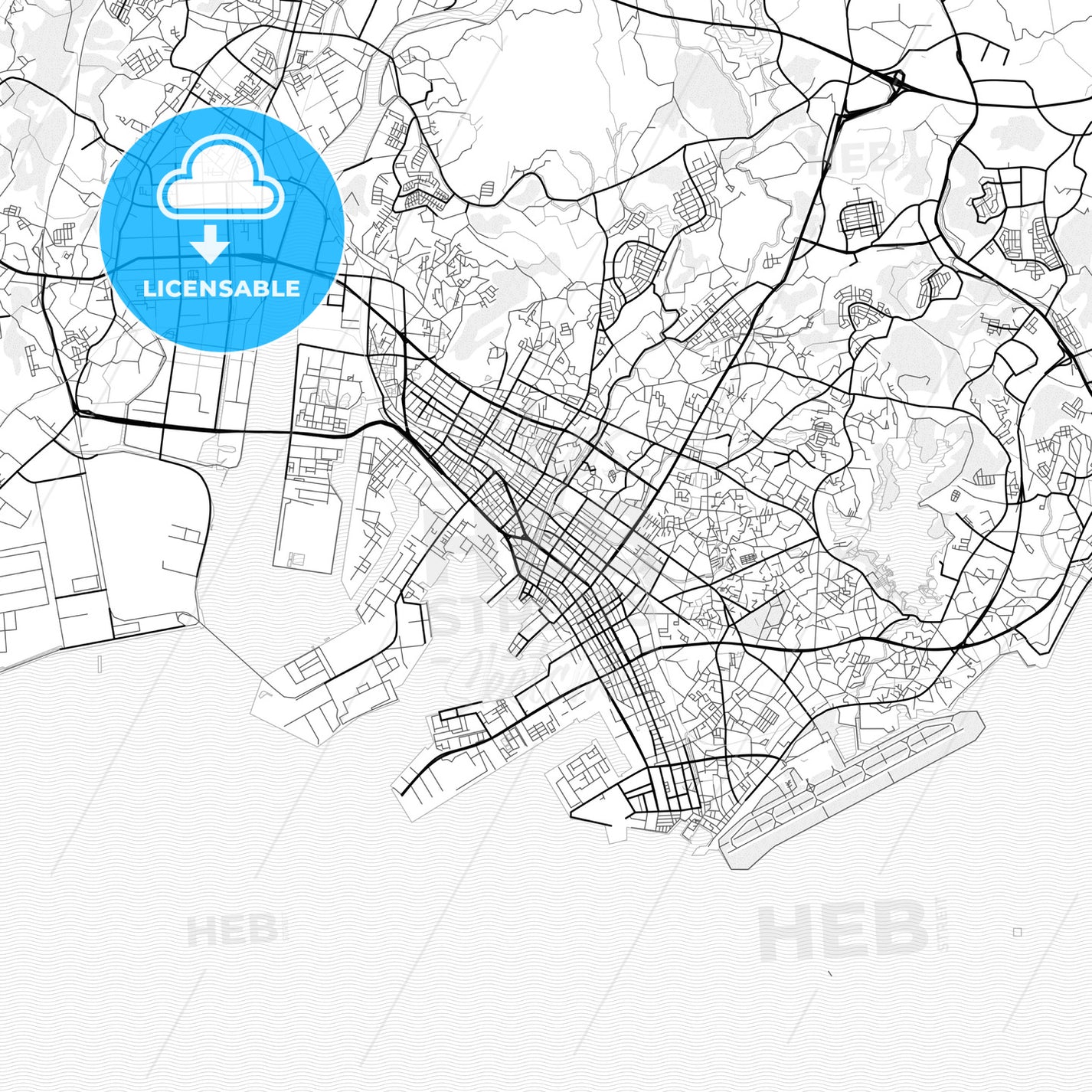 Vector PDF map of Ube, Japan - HEBSTREITS