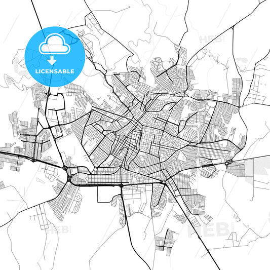 Vector PDF map of Uberaba, Brazil