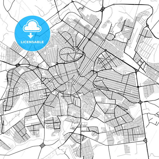 Vector PDF map of Uberlandia, Brazil