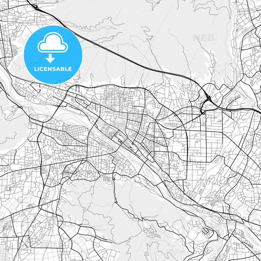 Vector PDF map of Ueda, Japan