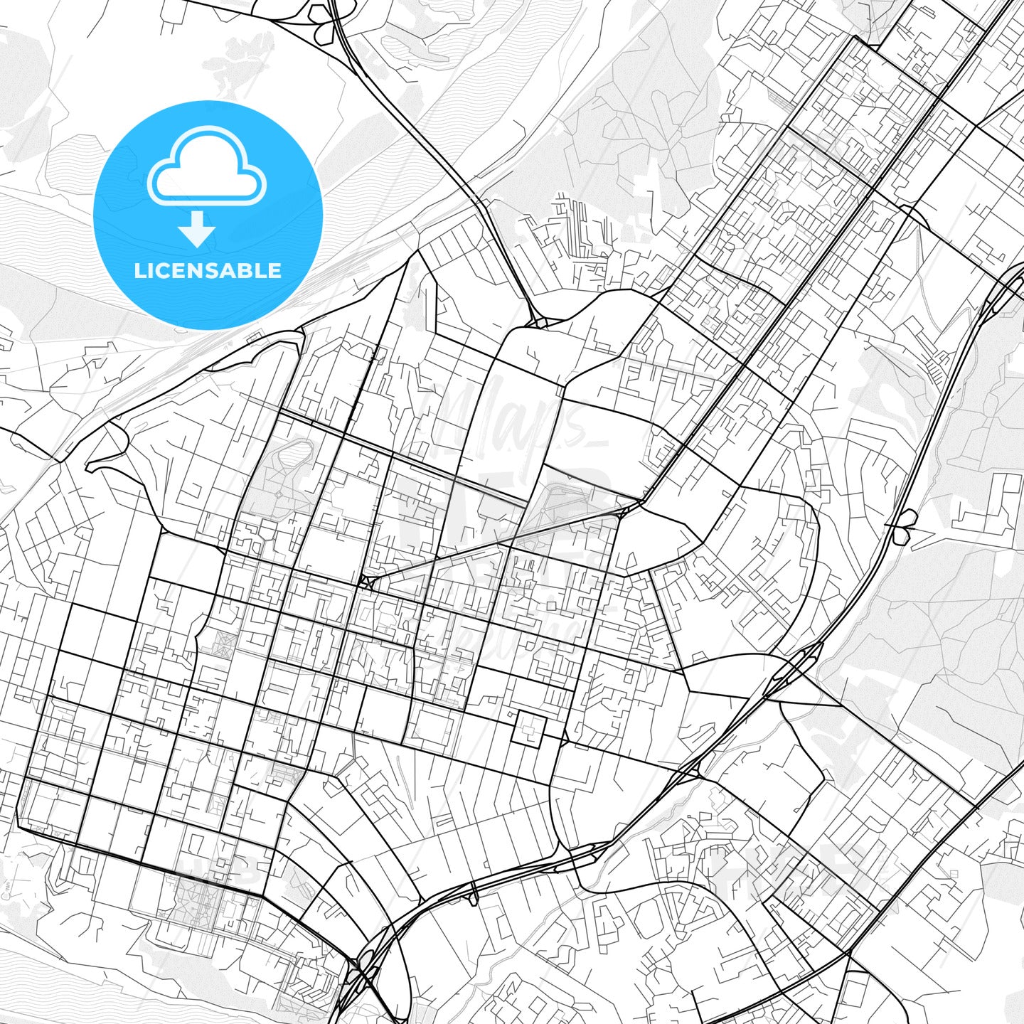 Vector PDF map of Ufa, Russia