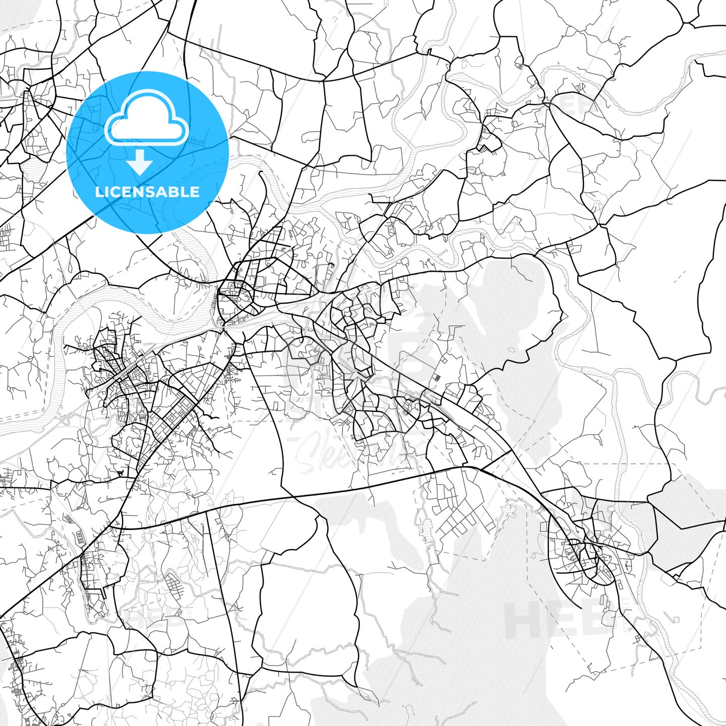 Vector PDF map of Ulhasnagar, India