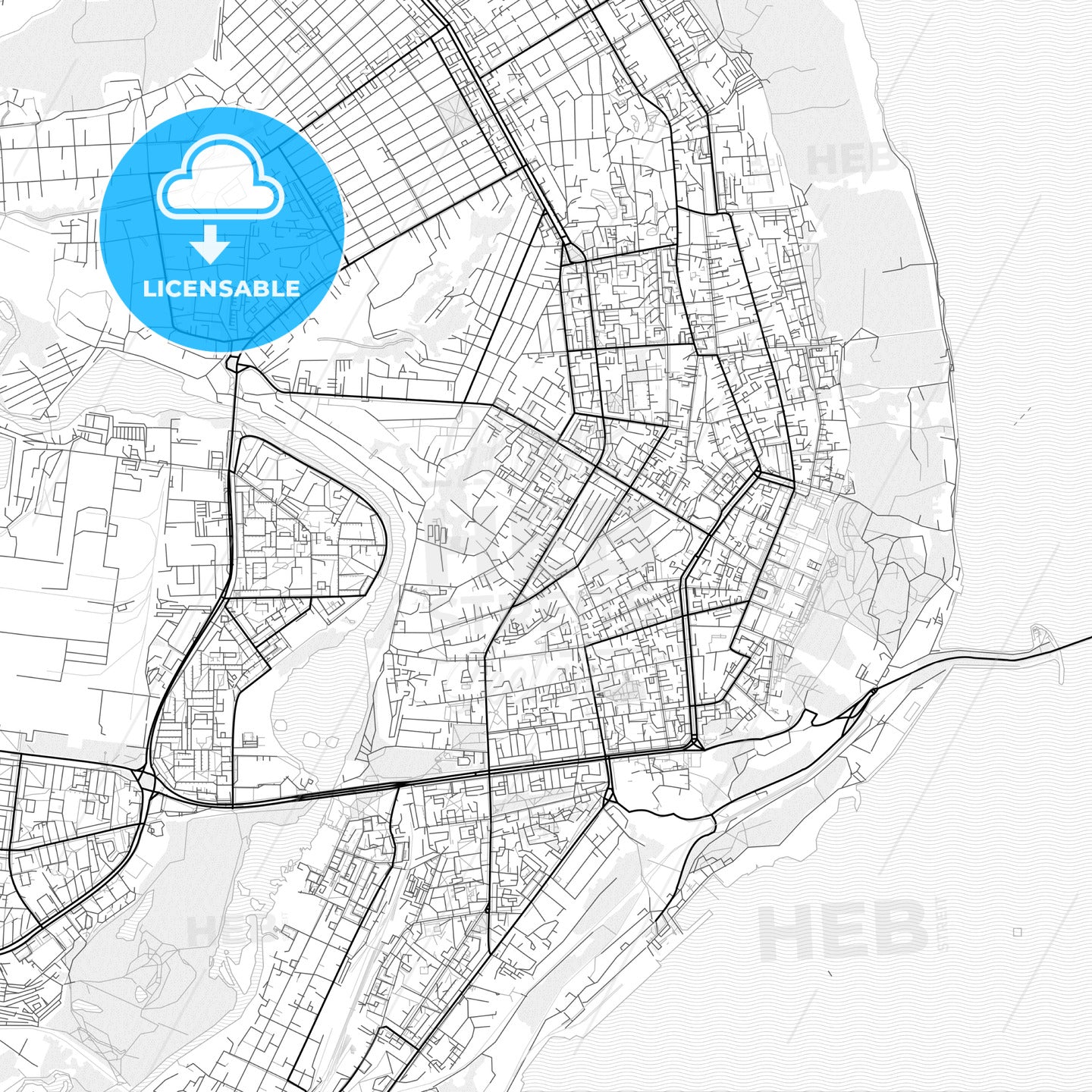 Vector PDF map of Ulyanovsk, Russia