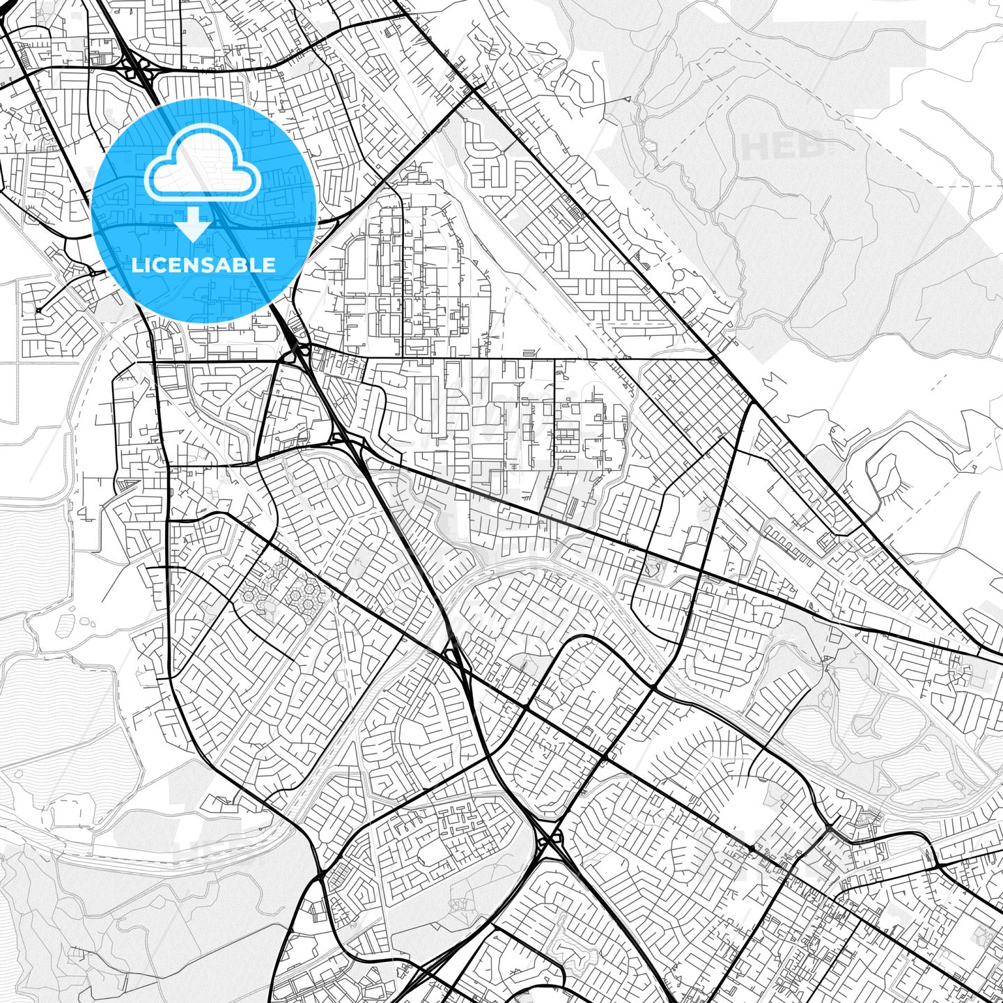 Vector PDF map of Union City, California, United States