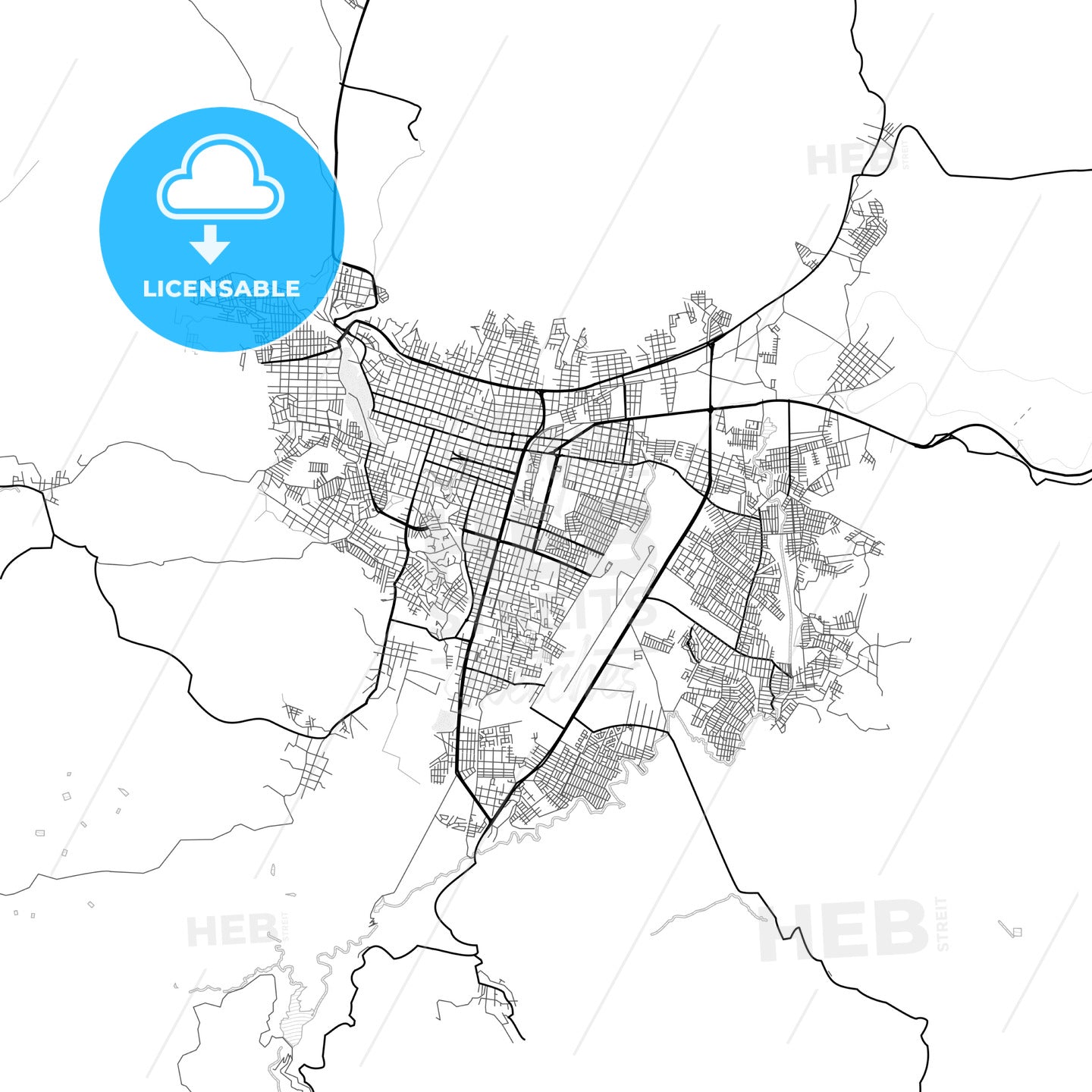 Vector PDF map of Uruapan, Mexico