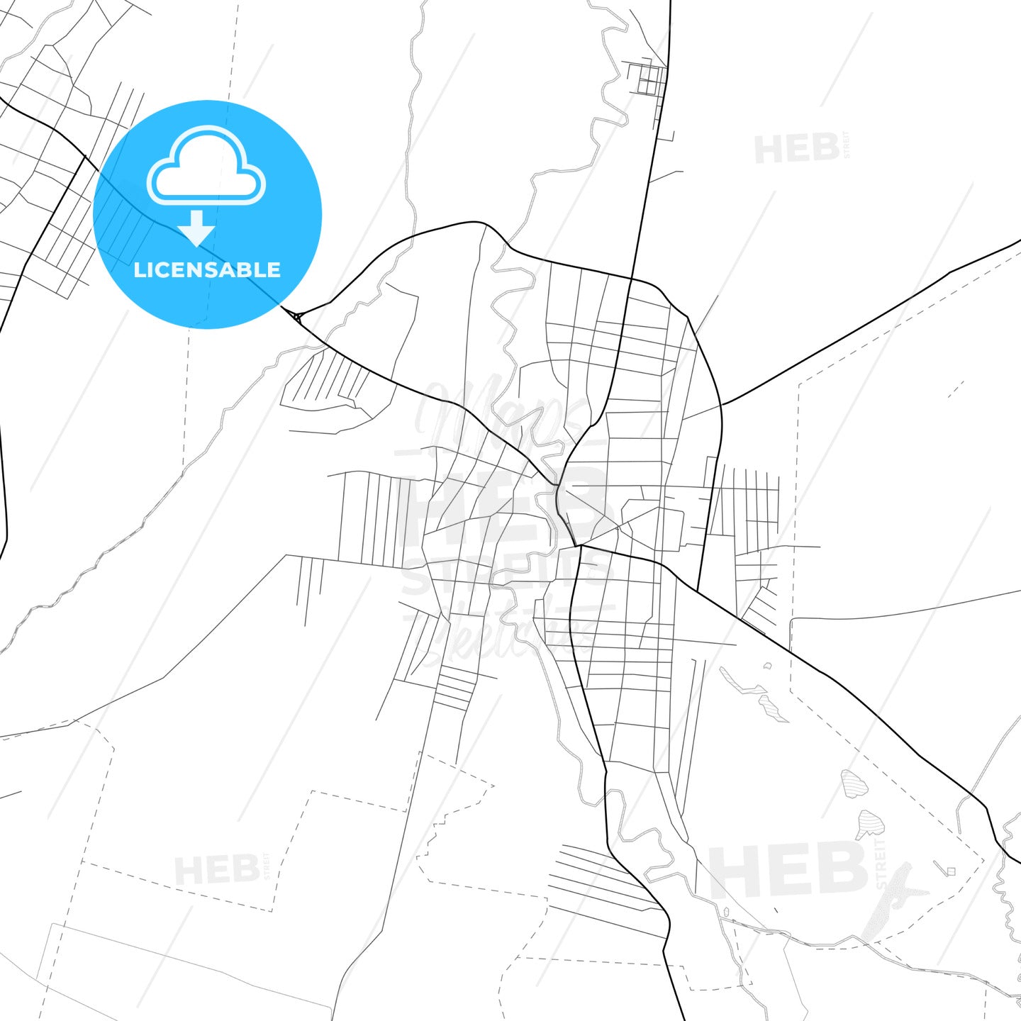 Vector PDF map of Urus-Martan, Russia