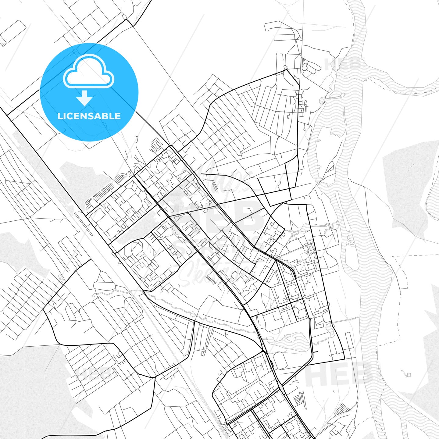 Vector PDF map of Usolye-Sibirskoye, Russia