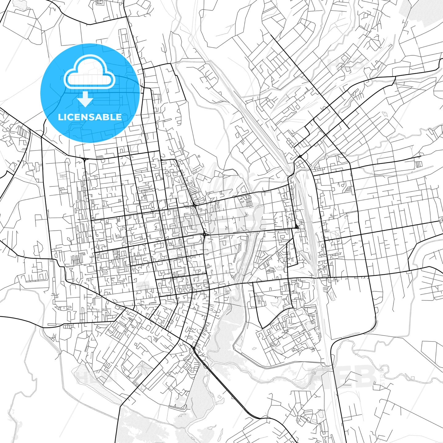 Vector PDF map of Ussuriysk, Russia