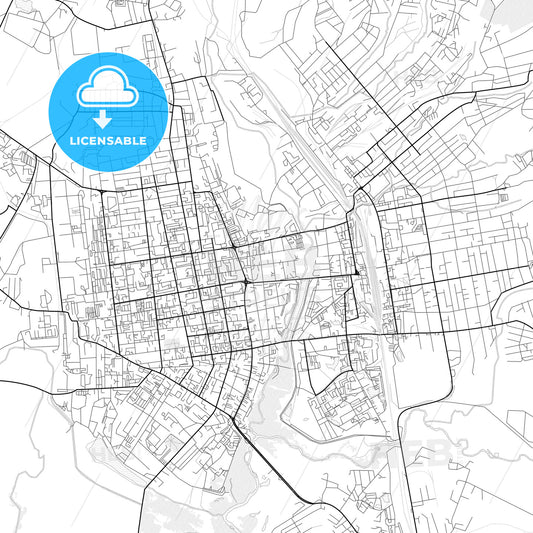 Vector PDF map of Ussuriysk, Russia