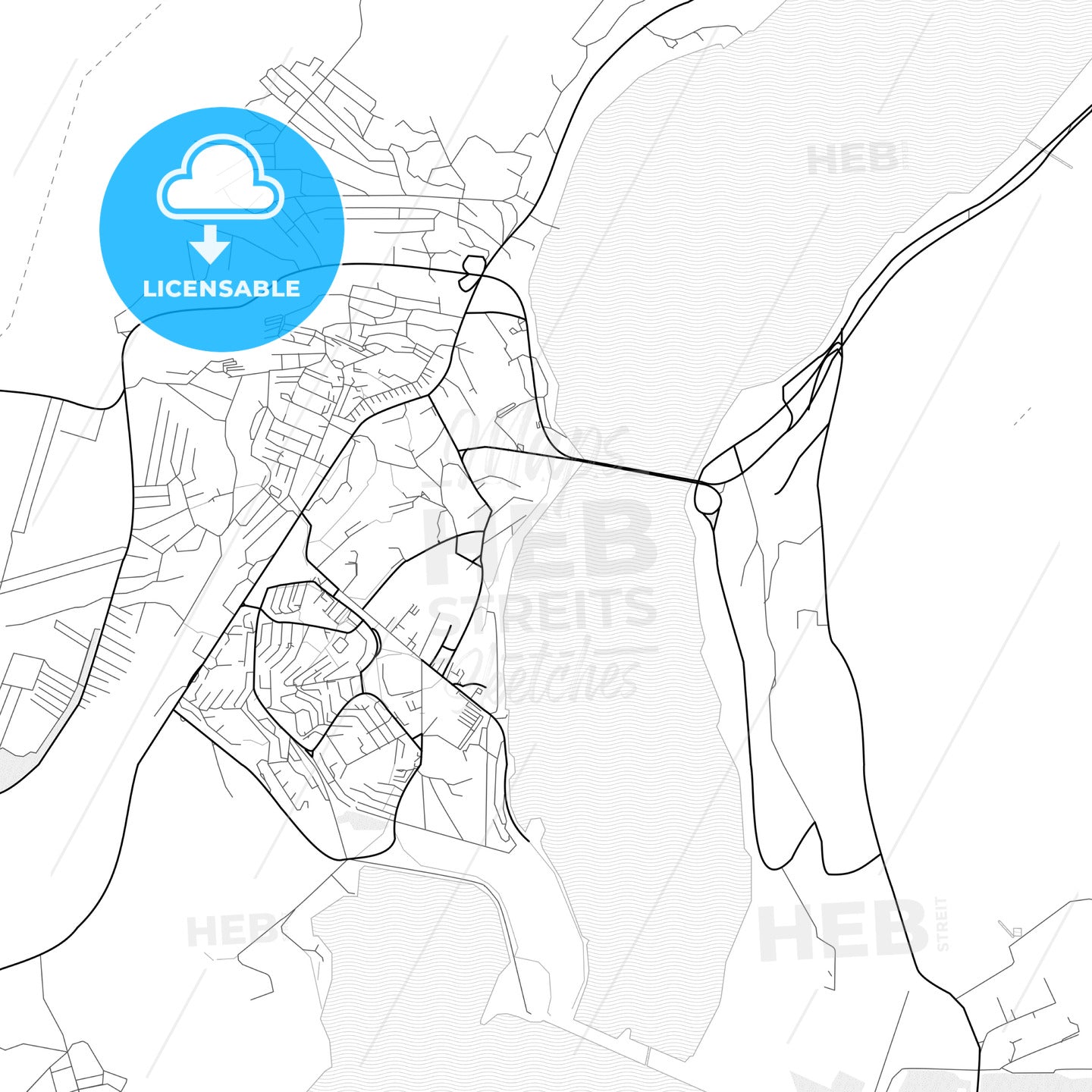 Vector PDF map of Ust-Ilimsk, Russia