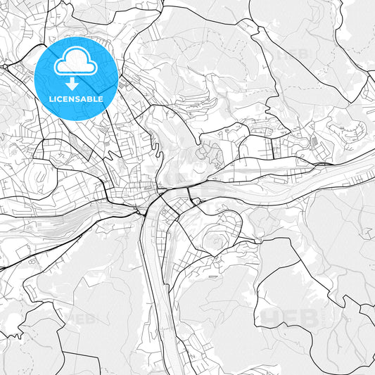 Vector PDF map of Ústí nad Labem, Czechia