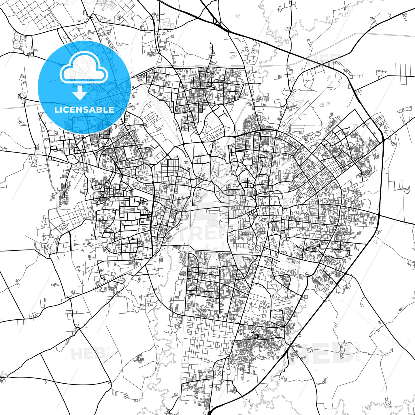 Vector PDF map of Vadodara, India