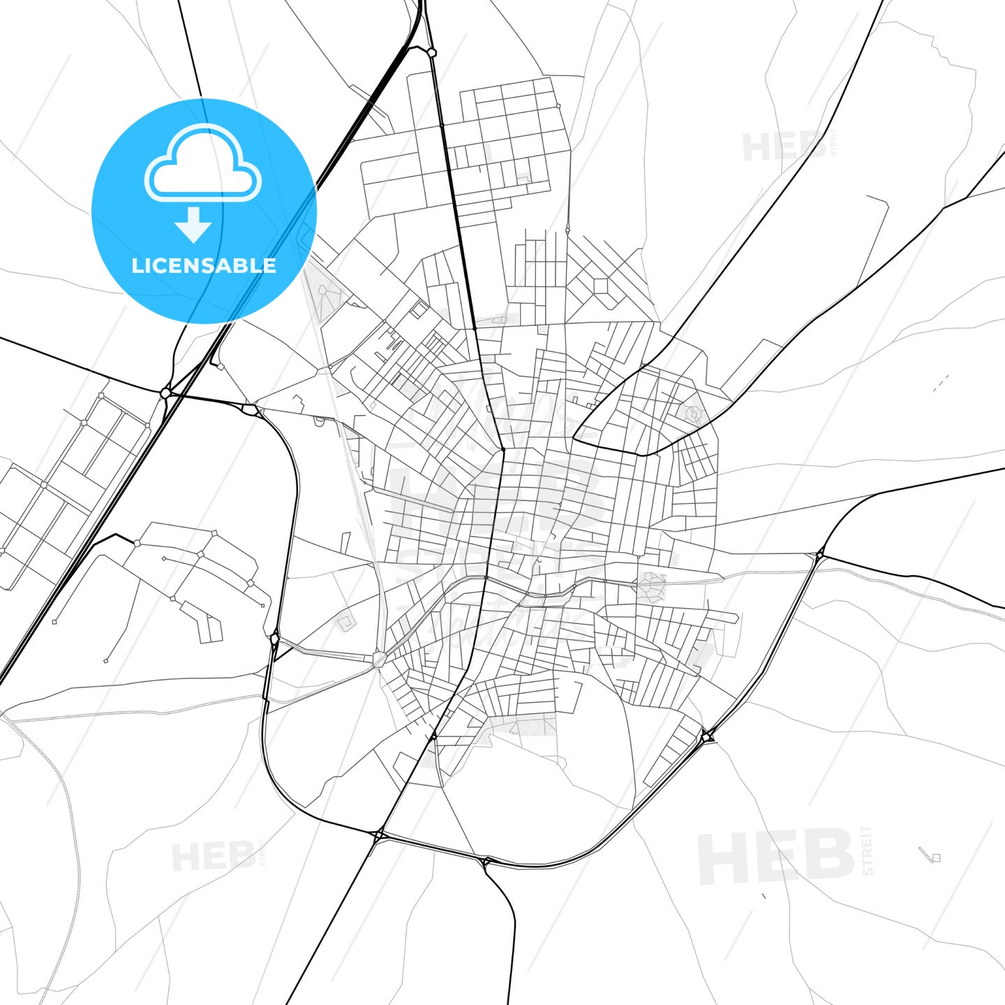 Vector PDF map of Valdepeñas, Spain