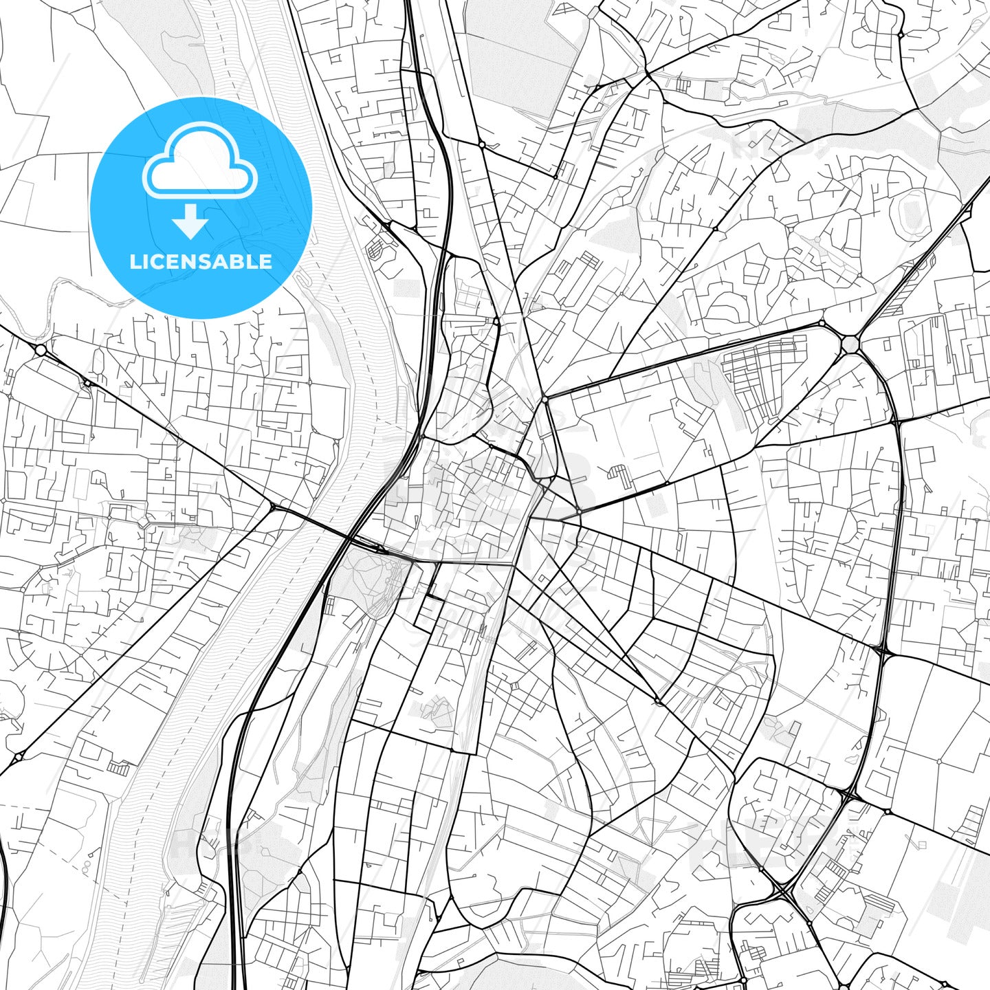 Vector PDF map of Valence, France