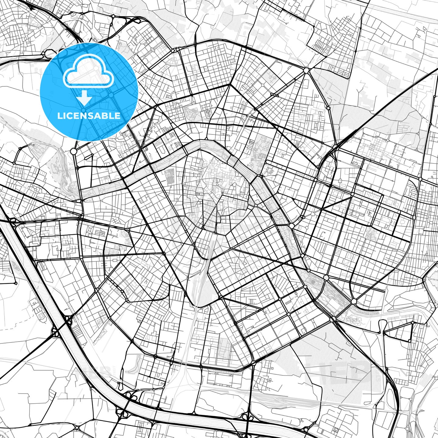 Vector PDF map of Valencia, Spain
