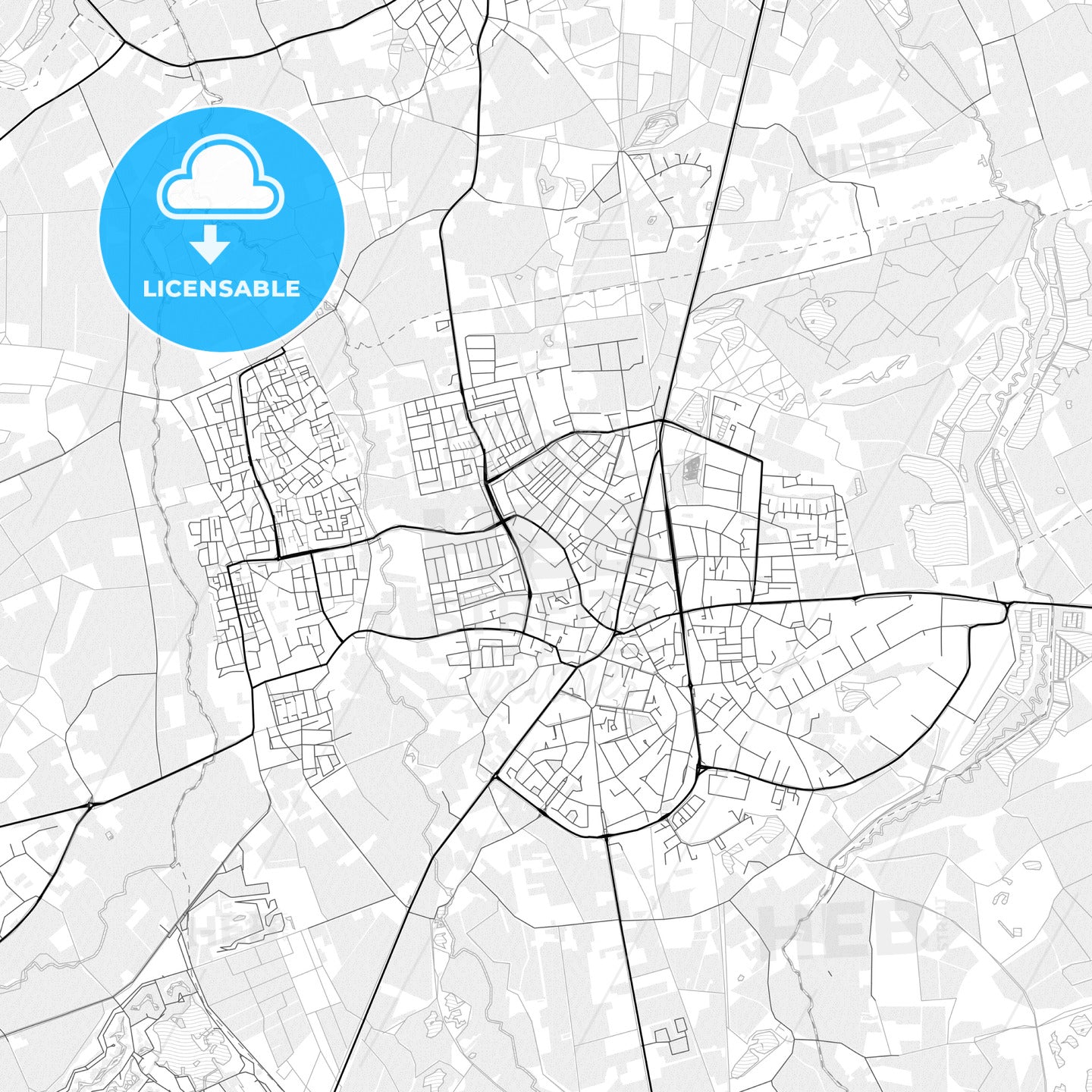 Vector PDF map of Valkenswaard, Netherlands - HEBSTREITS