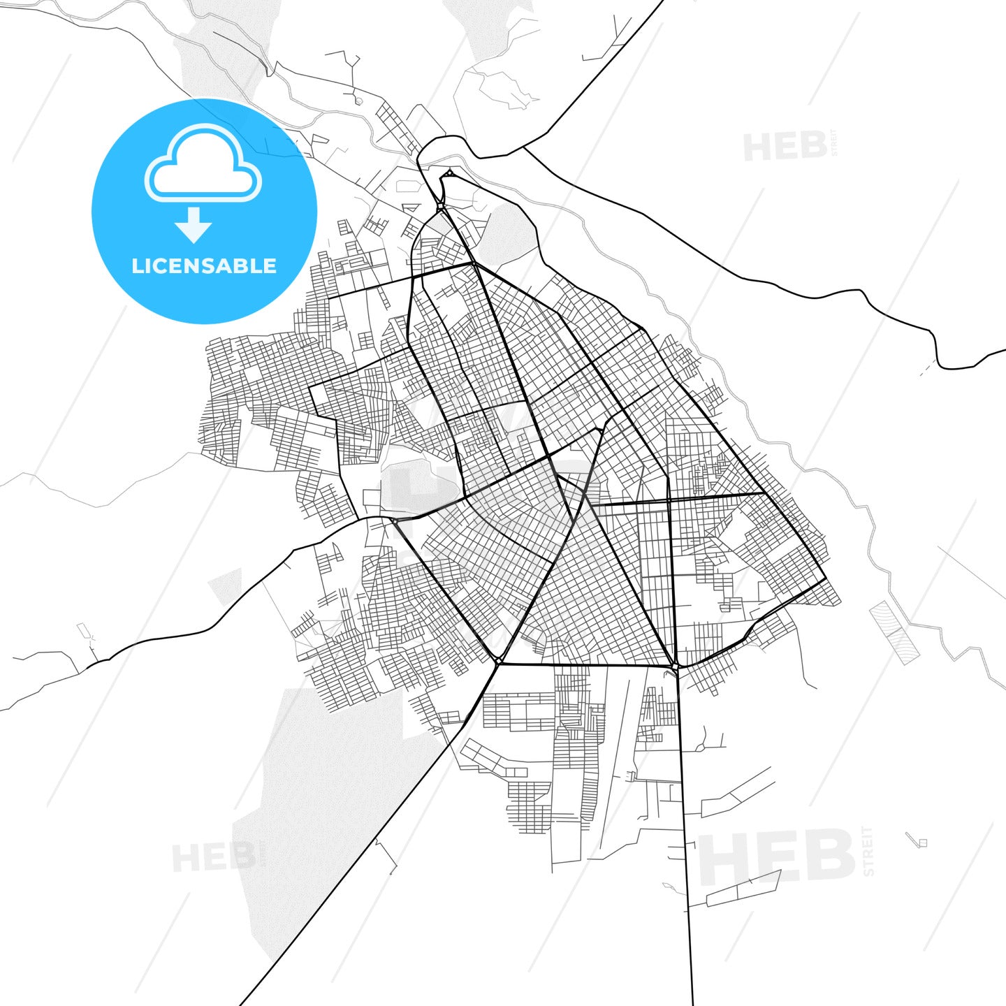 Vector PDF map of Valledupar, Colombia - HEBSTREITS