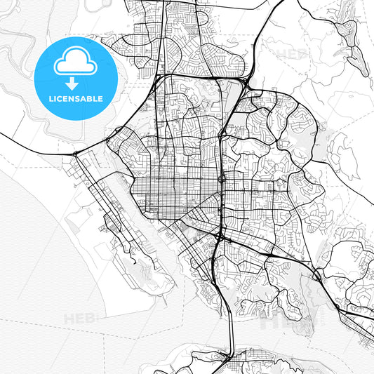 Vector PDF map of Vallejo, California, United States