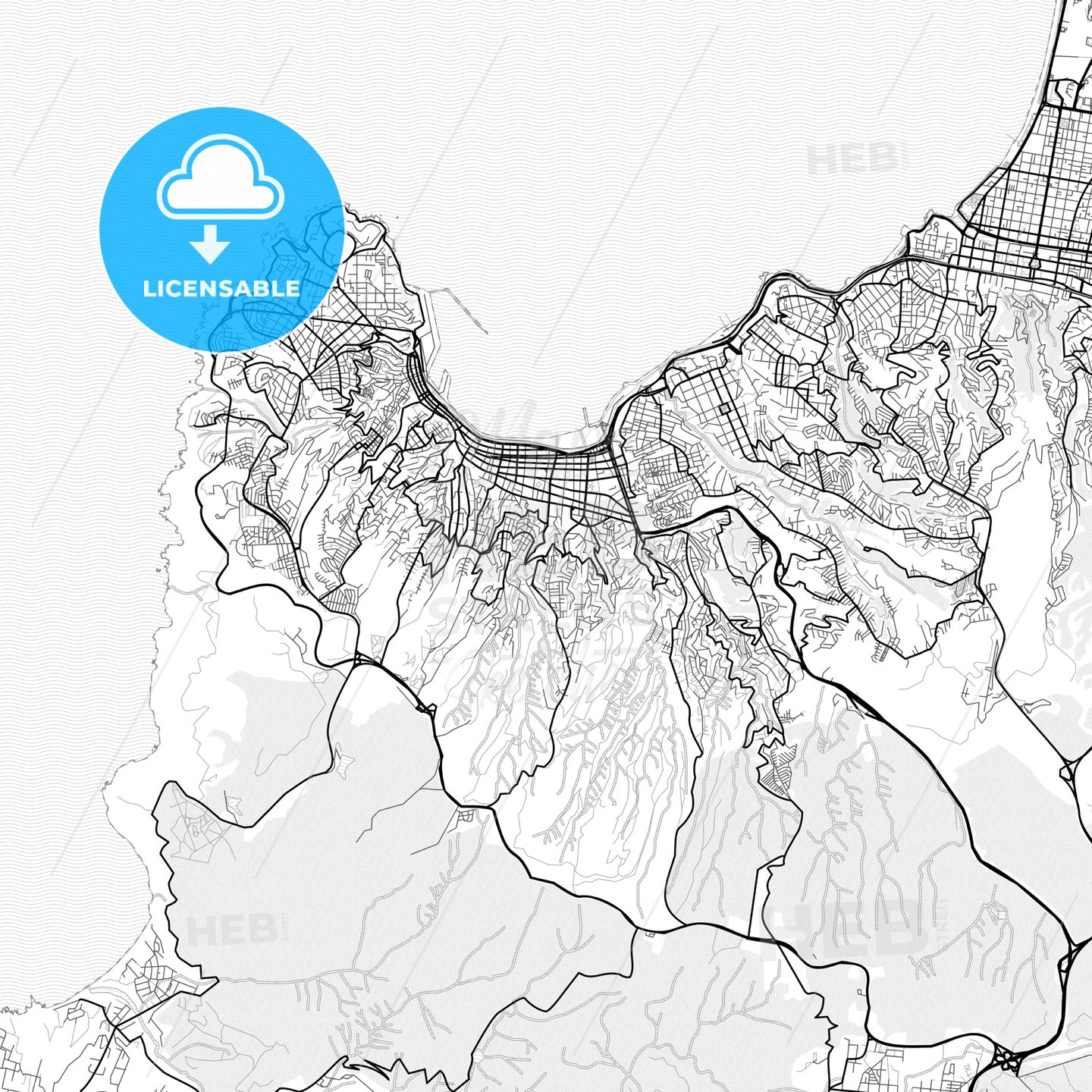 Vector PDF map of Valparaiso, Chile