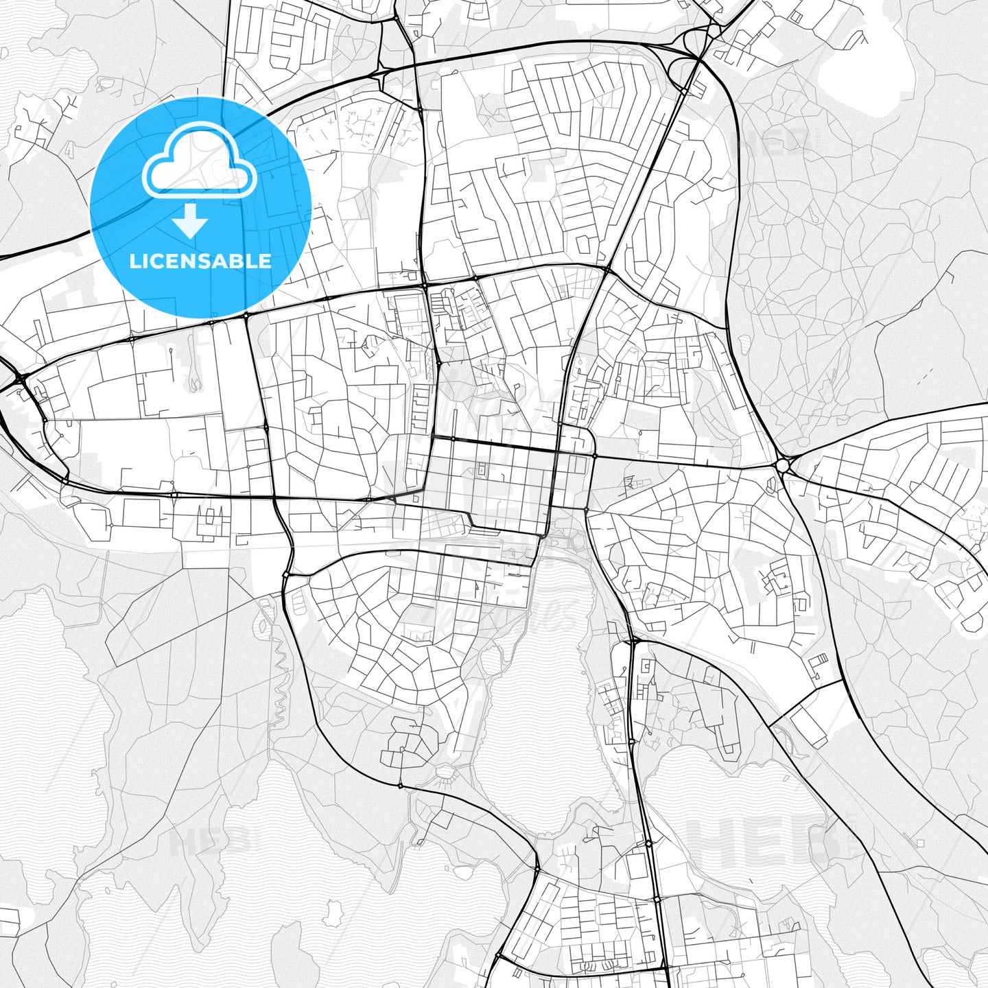 Vector PDF map of Växjö, Sweden