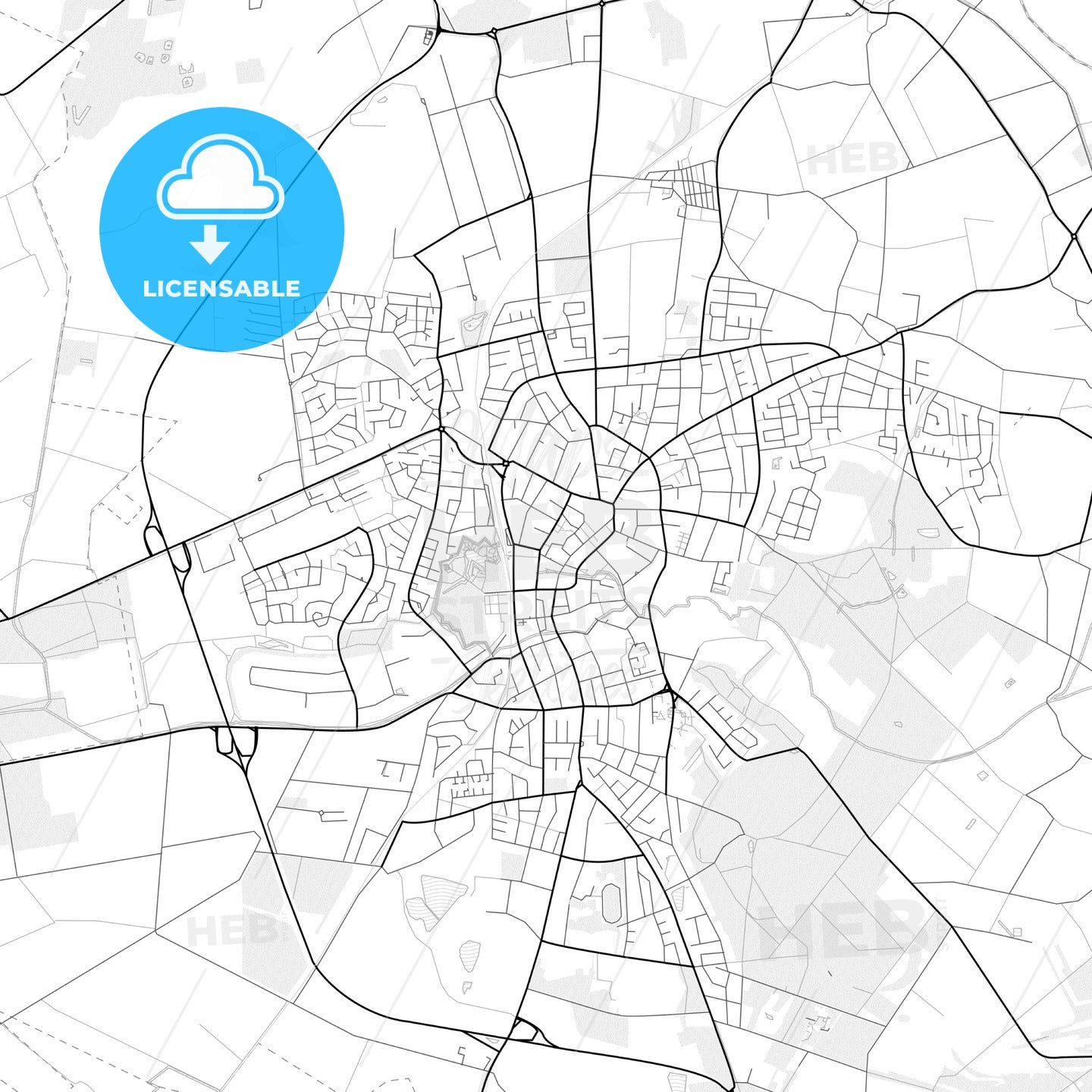 Vector PDF map of Vechta, Germany - HEBSTREITS