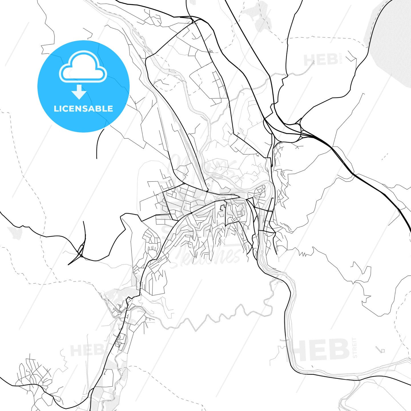 Vector PDF map of Veles, North Macedonia