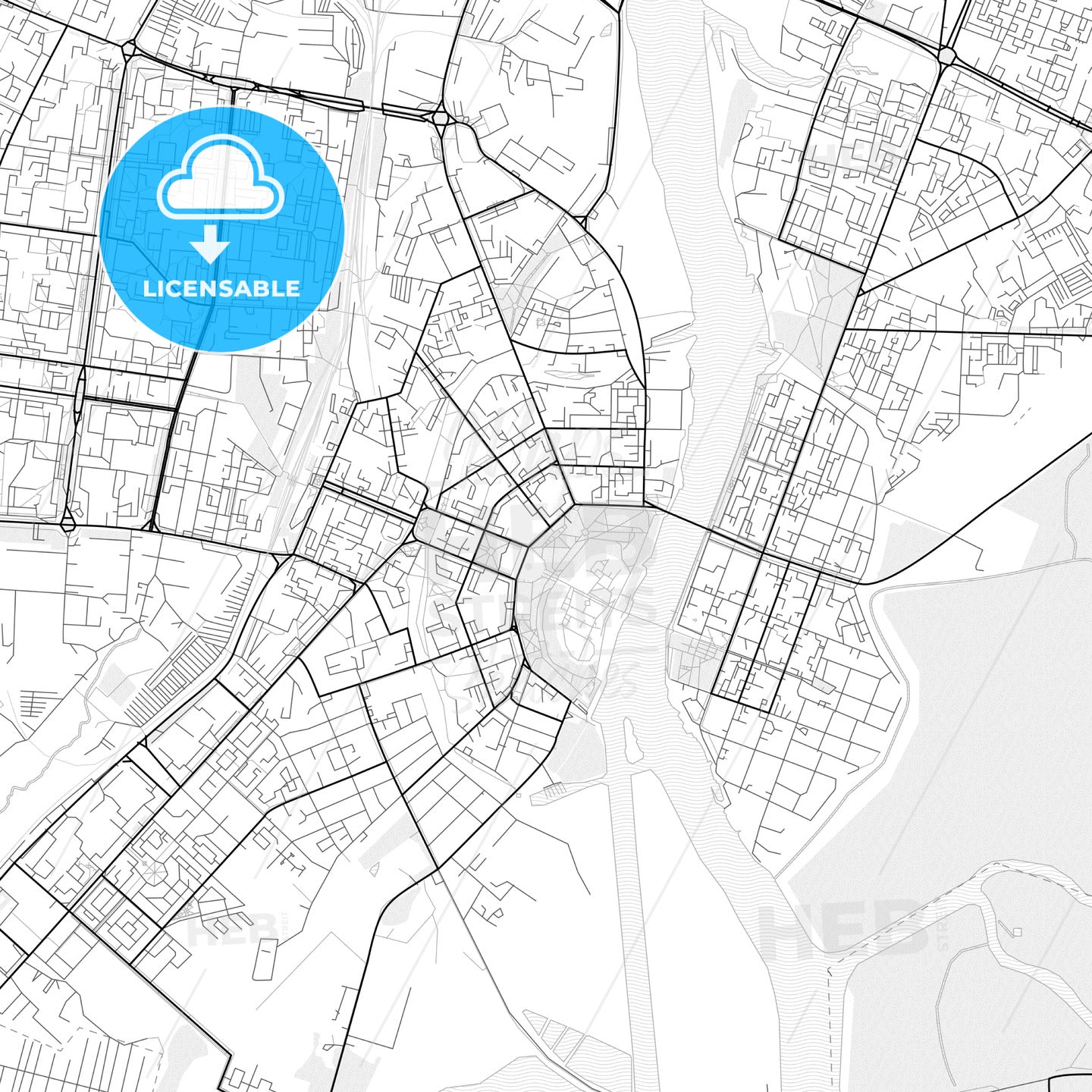 Vector PDF map of Veliky Novgorod, Russia