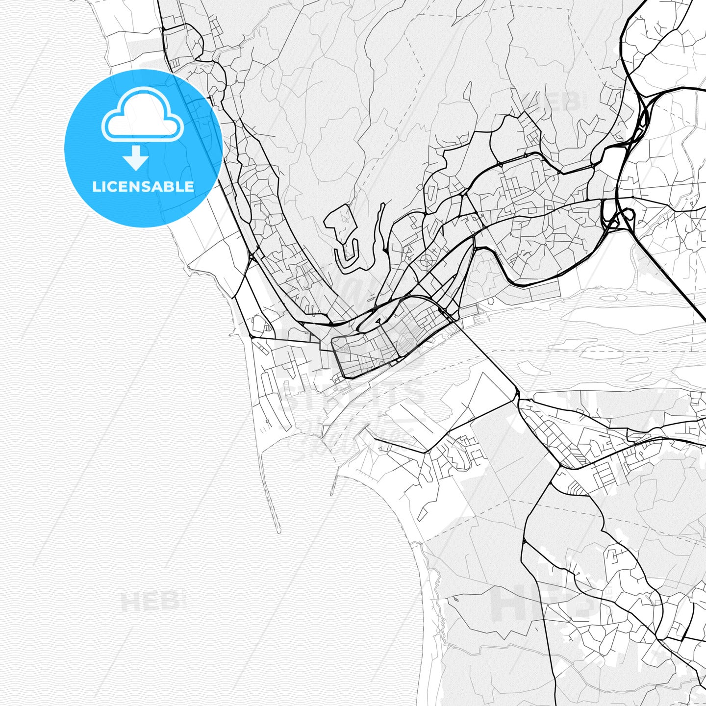 Vector PDF map of Viana do Castelo, Portugal