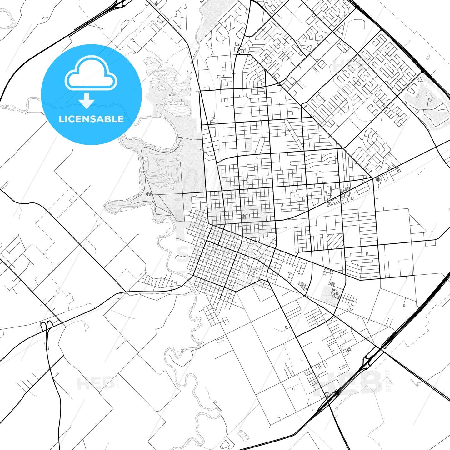 Vector PDF map of Victoria, Texas, United States