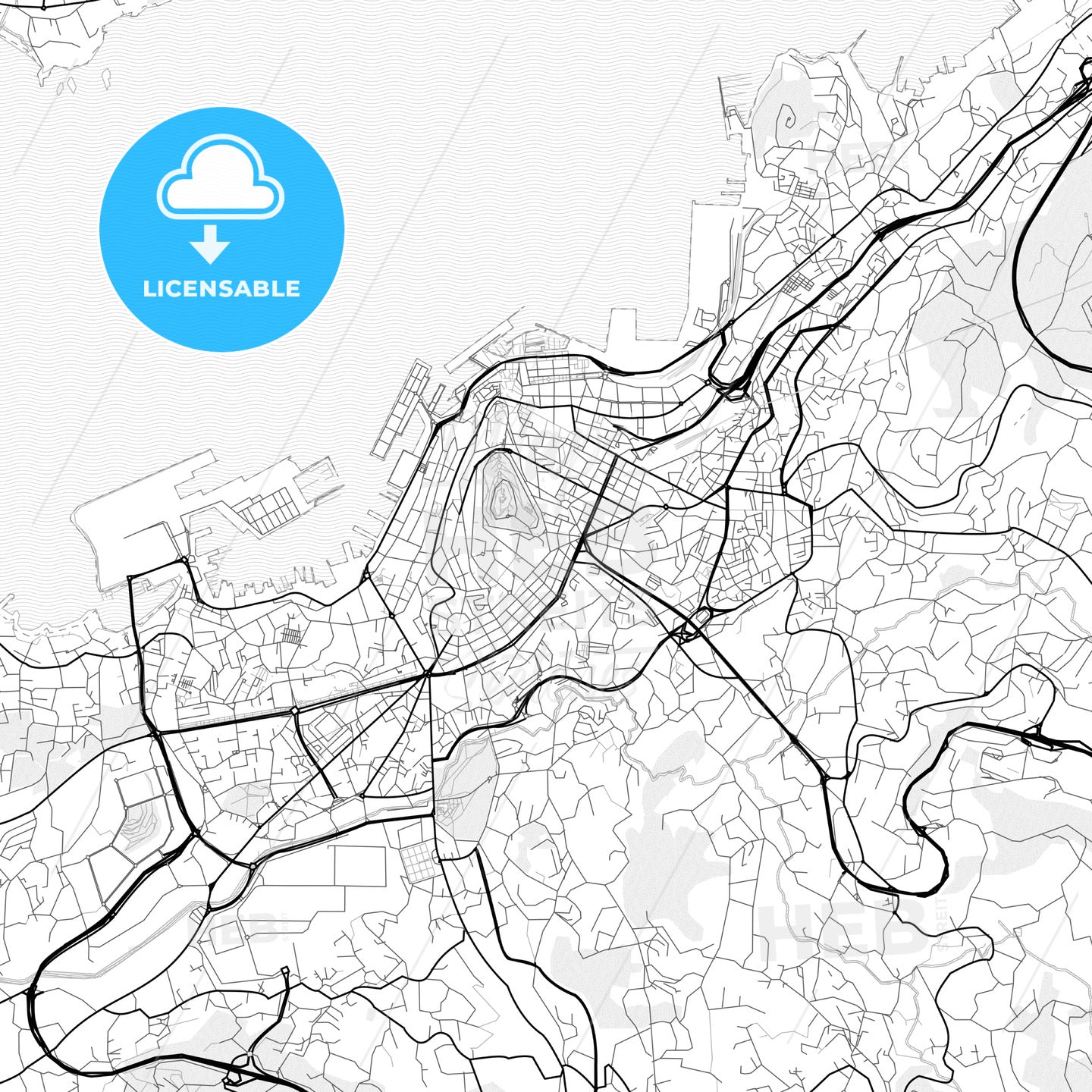 Vector PDF map of Vigo, Spain