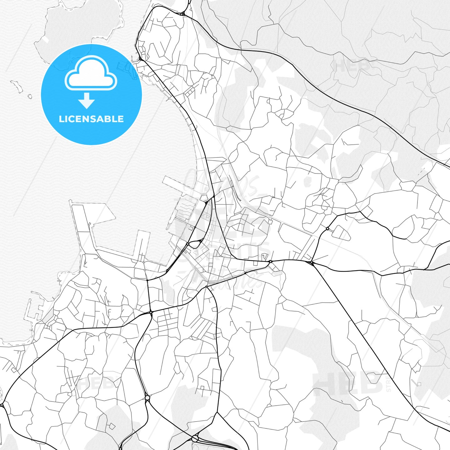 Vector PDF map of Vilagarcía de Arousa, Spain