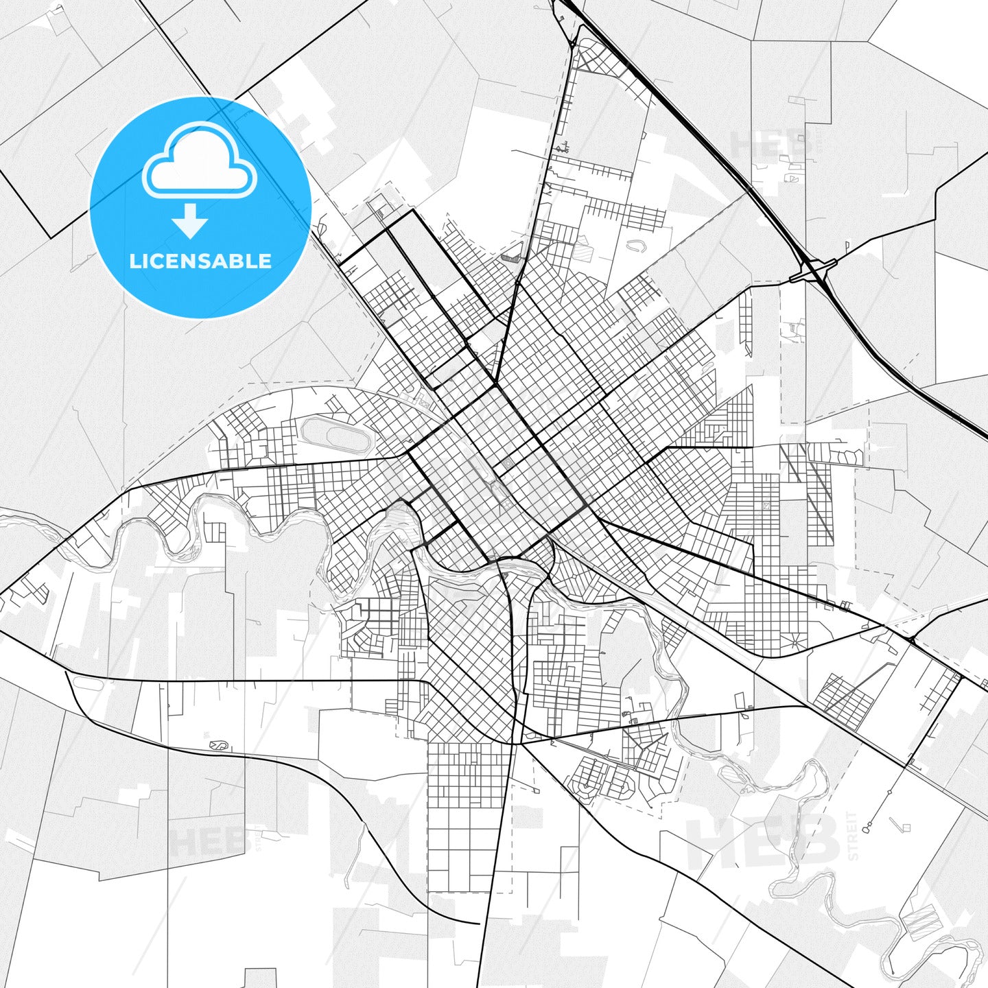 Vector PDF map of Villa Maria, Argentina