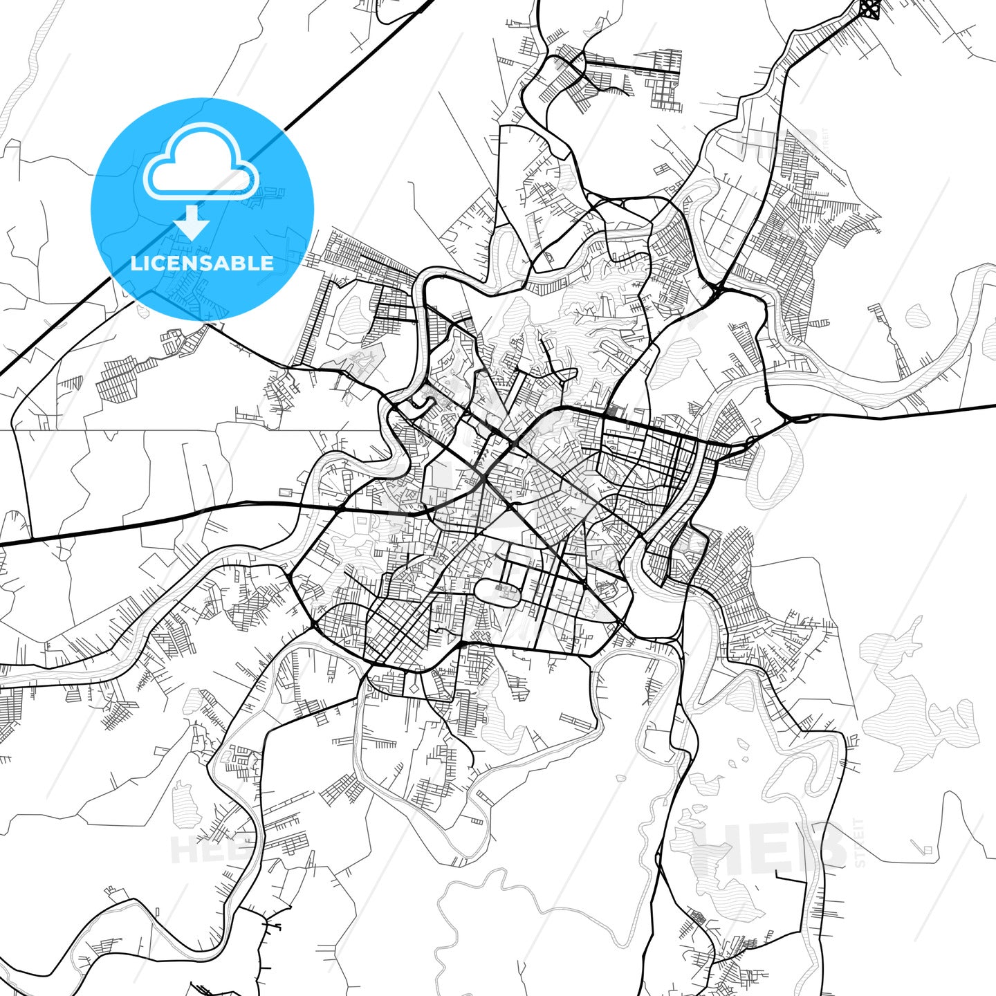 Vector PDF map of Villahermosa, Mexico